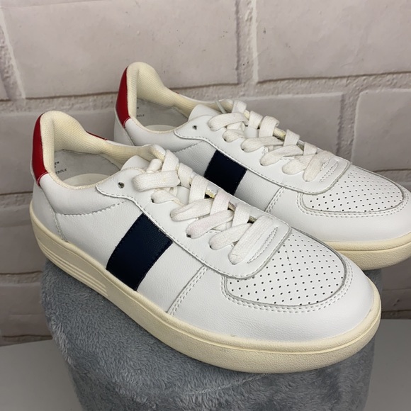 DIANA LEATHER COLORBLOCK LOW-TOP SNEAKERS S.Z 8.5 Chelsea & Violet red blue - Picture 2 of 7